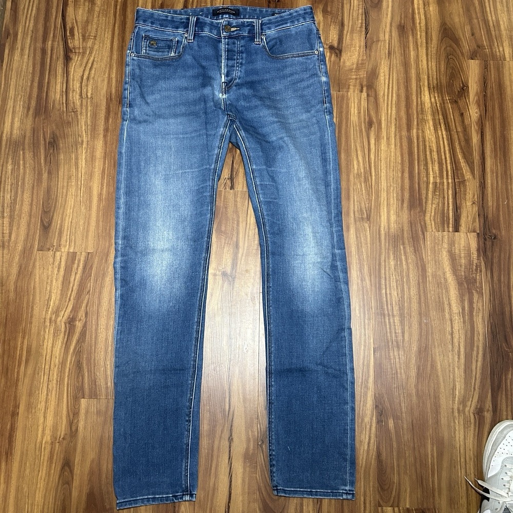 Scotch & Soda Ralston Jeans Men's W33 L36 Slim Fit Blue Denim Pants Distressed